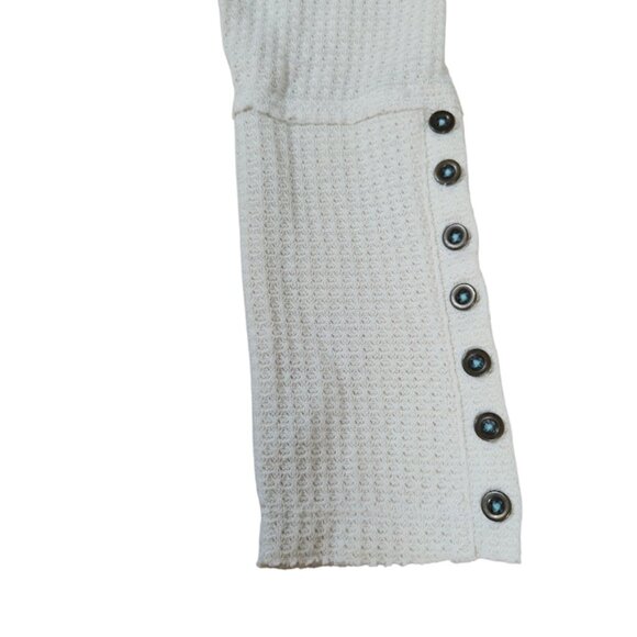 Lucky Brand Waffle Knit Top Size Small Cream Casual Bohemian - Picture 4 of 9